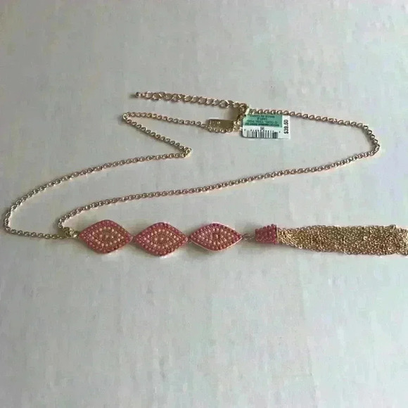 INC new Gold Tone Bead Chain in Coral - Picture 4 of 8